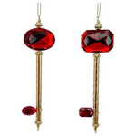 Κλειδι Πλαστικο, Χρυσο με Κοκκινο Πετραδι, 2 Σχεδια, 4,3x1.3x15.5cm