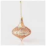 Γυαλινο Στολιδι, Κρεμμυδι, Rose Gold Αναγλυφο, σετ 4τμχ, 10x11,5cm