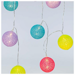 Σειρα, 10 led 5mm, με Μετασχηματιστη, Προεκταση Παροχης 300cm, Θερμο Λευκο με Χρωματιστες Μπαλες, ανα 15cm, Ip44