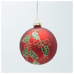 Γυαλινη Μπαλα, Κοκκινη ματ με Γκι, σετ 4τμχ, 10cm