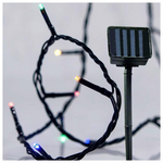 Σειρα με Ηλιακο Συλλεκτη, 96 led 5mm, Προεκταση Παροχης 100cm, Πρασινο Καλωδιο, Χρωματιστο Led, ανα 10cm, Ip44