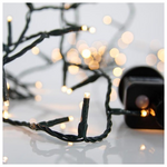 Σειρα, 180 led 3mm, 31v Μετασχηματιστη, 8 Προγραμματα & Μνημη, Πρασινο pvc Καλωδιο, Θερμο Λευκο Led, ανα 5cm, Προεκταση Παροχης 3m, Ιρ44