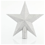 Κορυφη Δεντρου Αστερι Πλαστικο, Ασημι με Glitter, 20,5cm