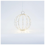 Ασημι Μεταλλικη Μπαλα Φωτιζομενη 20cm, 96 Mini Led, Σταθερος Μετασχηματιστης, Ασημι Χαλκινο Καλωδιο, Θερμο Λευκο Led, Προεκταση Παροχης 3m, Ip44