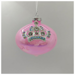 Γυαλινο Στολιδι, Κρεμμυδι, ροζ με Κορωνα, σετ 4τμχ, 10cm