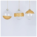 Γυαλινες Μπαλες, Διαφανες με Σαμπανι Σχεδια, 3 Σχεδια, σετ 4τμχ,8cm