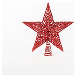 Πλαστικη Κορυφη Δεντρου, Glitter, Κοκκινο, 29,5x33cm