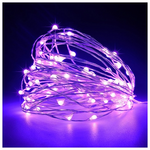 Σειρα, 100 Mini Led, 4,5v Μετασχηματιστη, Σταθερο, Ασημι Χαλκινο Καλωδιο, μωβ Led, ανα 10cm, Προεκταση Παροχης 5m, Ιρ44