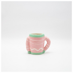 Κουπα, Πουλοβερ, ροζ με Χρυσα Αστερακια, Διακοσμητικη, 15.1x12.1cm