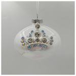 Γυαλινο Στολιδι, Κρεμμυδι, Ασπρο με Κορωνα, σετ 4τμχ, 10cm