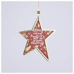 Ξυλινο Στολιδι Αστερακι, Κοκκινο με Χρυσο, 0.5x11x24cm