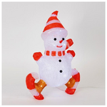 Ακρυλικος Χιονανθρωπος με Skate,  3,5v Μετασχηματιστη, 55 Λευκα led + 5 Λευκα Flashing Led, Προεκταση Παροχης 5m, 34x19x50cm, Ip44