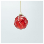 Γυαλινη Μπαλα, Κοκκινη Διαφανη με Χρυσο Glitter, σετ 4τμχ, 8cm