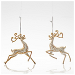 Ταρανδος Ακρυλικος, Λευκος με Χρυσο, 2 Σχεδια, 14,5x14cm