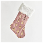 Καλτσα, ροζ με Χρυσα Δεντρακια, Βελουδο, 45cm