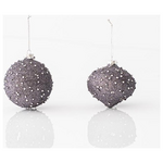 Γυαλινο Στολιδι, Ανθρακι, με Χαντρες και Glitter, σε 2 Σχηματα, σετ 4τμχ, 10cm
