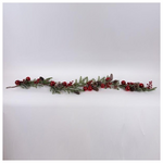 Κλαδα Χιονισμενη με Κοκκινες Μπαλες και Κουκουναρια, 170cm