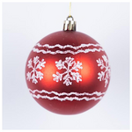 Μπαλα Πλαστικη, Κοκκινη, με Λευκες Χιονονιφαδες, σετ 6τμχ, 8cm (Top 120)