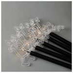 Σειρα, 5 led 3mm, 5 Ταρανδοι με Ραβδι για Εδαφος 37cm, Ηλιακο Συλλεκτη με Αισθητηρα, Μαυρο Καλωδιο, Θερμο Λευκο led ανα 35cm, Προεκταση Παροχης 200cm, Ip44