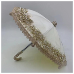 Βελουδινη Ομπρελα, Λευκη με Σαμπανι Glitter, 26x23cm