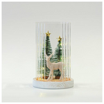 Γυαλινο Φωτιζομενο Διακοσμητικο, με Ταρανδο και Δεντρα στο Εσωτερικο Του, 11,5x11,5x18,5cm