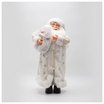 Αγιος Βασιλης με Λευκα Γουνινα Ρουχα και Σακο με Berry, 50cm