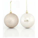Μπαλα Πλαστικη, Εκρου, σετ 6τμχ, (2 Περλε, 4 Glitter), 8cm