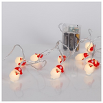 Σειρα, 10 led 5mm, Αγιος Βασιλης, Μπαταριας 3xaa, Χρονοδιακοπτη, Διαφανο pvc Καλωδιο, Θερμο Λευκο Led, ανα 15cm, Προεκταση Παροχης 30cm, Ip20