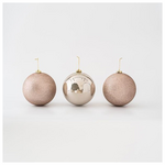 Πλαστικη Μπαλα, Σαμπανι-Ροζ, Γυαλιστερη και Glitter, σετ 3τμχ, 15cm