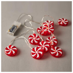 Σειρα, 10 led 5mm, me Διακοσμητικα Ζαχαρωτα, Μπαταριας 2xaa, Timer, Διαφανο pvc Καλωδιο, Θερμο Λευκο Led, ανα 15cm, Προεκταση Παροχης 30cm, Ip20