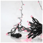 Σειρα, 100 led 5mm, 230v, Επεκταση εωσ 9, Προεκταση Παροχης 150cm, Πρασινο Καλωδιο, Καουτσουκ, ροζ Led, ana 10cm, Ιρ65
