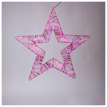 Αστερι Φωτιζομενο 45cm, 260 Μινι Led, 4,5v Μετασχηματιστη, ροζ Μεταλλικος Σκελετος, ροζ Χαλκινο Καλωδιο, ροζ Μινι Led, Προεκταση Παροχης 5m, Ip44