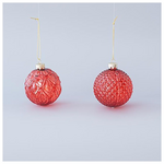 Γυαλινη  Μπαλα, Διαφανη Κοκκινη, σετ 4τμχ, 8cm