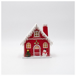 Χαρτινο Σπιτακι, Κοκκινο, Φωτιζομενο, 13x9x15cm