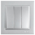 Διακοπτης Τριπλος Απλος Ασημι