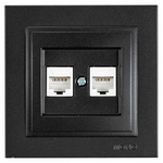 Πριζα Data cat 6 rj 45 Διπλη Μαυρο