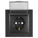 Πριζα Σουκο Καπακι 16a Μαυρο με Παιδικη Προστασια Μαυρο