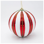 Πλαστικη Μπαλα, Κοκκινη με Λευκες και Πρασινες Ριγες, σετ 2τμχ, 20cm