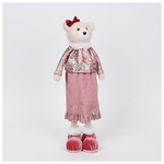 Κυρια Αρκουδα με ροζ Μπορντο Ρουχα και Φιογκο, 45cm