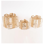 Φωτιζομενα Δωρα 15-20-25cm, Μπαταριας, Timer, Χρυσο Γυαλιστερο, Θερμο Λευκο Led, Ip20