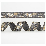 Κορδελα Μαυρη, με Λευκα και Χρυσα Στολιδια, 6,35cm, 10y