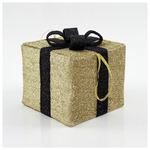 Κουτι Δωρου Υφασματινο, Χρυσο με Μαυρη Κορδελα, 30cm