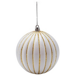 Μπαλα Πλαστικη, Λευκη με Χρυσες Αναγλυφες Ριγες, σετ 6τμχ, 10cm