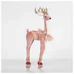 Βελουδινο Ελαφι, Ροζ, με Χρυσο Glitter, 19x45cm