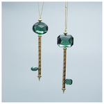 Κλειδι Πλαστικο, Χρυσο με Σμαραγδι Πετραδι, 2 Σχεδια, 4.3x1.3x15.5cm