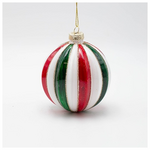 Γυαλινη Μπαλα, Candy Κοκκινο Πρασινο Λευκο, σετ 4τμχ, 10cm