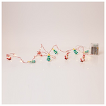Σειρα, 20 Mini Led, Αγιο Βασιλη & Χριστουγεννιατικο Δεντρο , Μπαταριας 3xaa, Χρονοδιακοπτη, Κοκκινο & Λευκο Χαλκινο Καλωδιο, ανα 10cm, Προεκταση Παροχης 30cm, Ip20