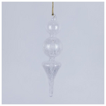 Γυαλινο Στολιδι, Διαφανο, με Σχεδια στο Εσωτερικο, σετ 2τμχ, 17cm