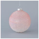 Γυαλινη Μπαλα, Ροζ, με Glitter, σετ 4τμχ, 8cm