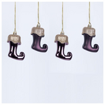 Μποτα Πλαστικη, σετ 4 Τμχ, 2 μωβ ματ με Χρυσο, 2 μωβ Γυαλιστερο με Χρυσο, 8cm